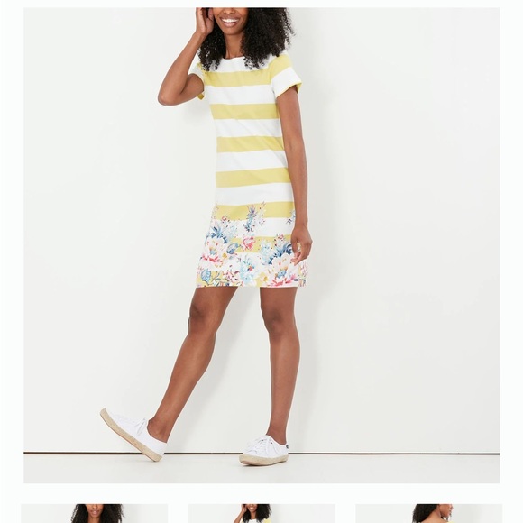 Joules new riviera stripe dress lemon yellow white floral 2 - Picture 5 of 5